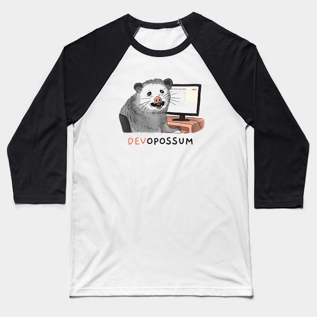 Devopossum - devops opossum Baseball T-Shirt by SashaShuba